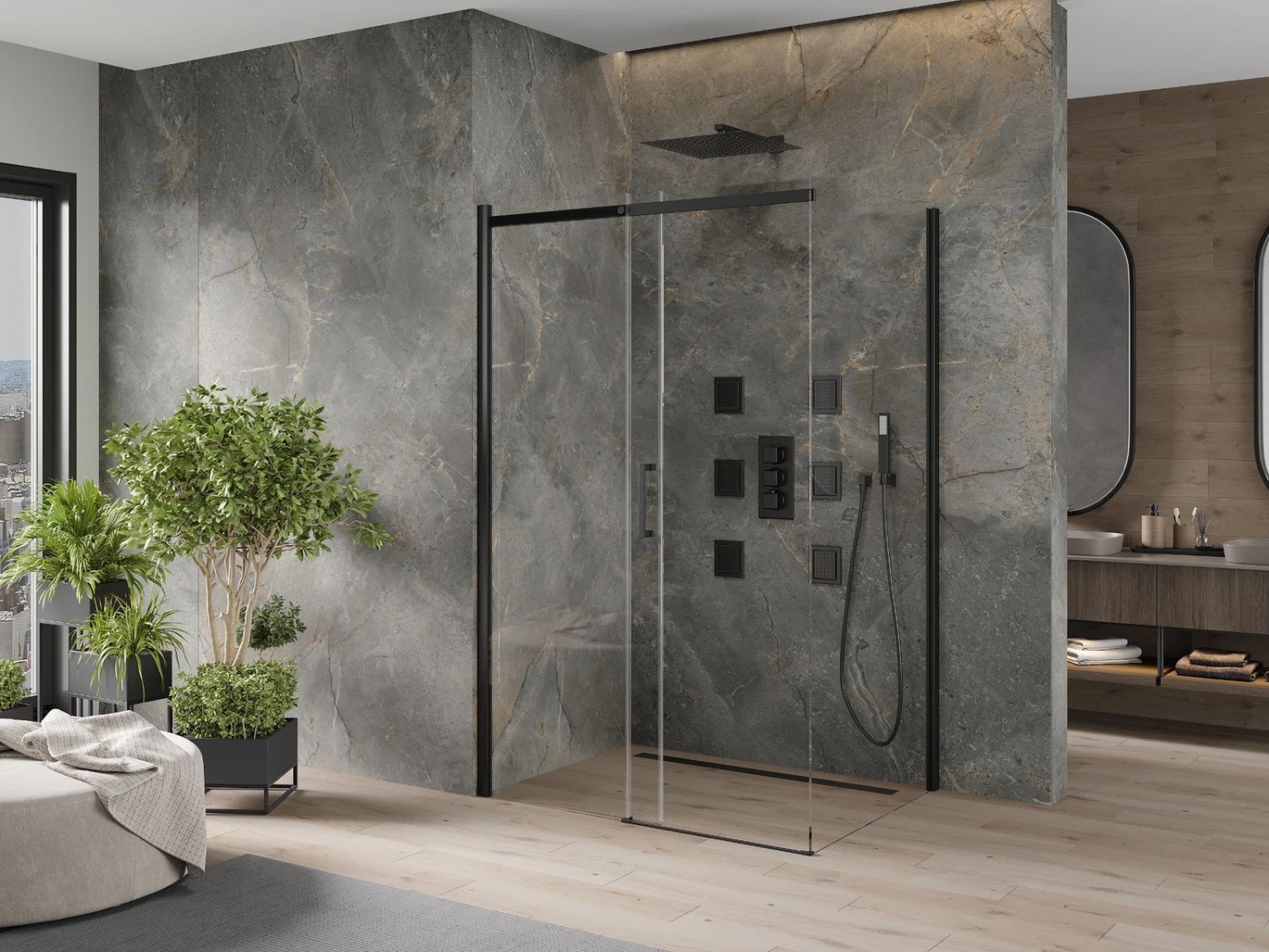 Mexen Omega Kabina Prysznicowa Rozsuwana 110 X 70 Cm, Transparent, Czarna - 825-110-070-70-00 2 Mexen Omega Kabina Prysznicowa Rozsuwana 110 X 70 Cm, Transparent, Czarna - 825-110-070-70-00 - obrazek 2