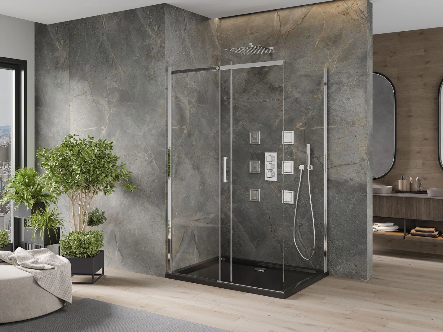 Mexen Omega Kabina Prysznicowa Rozsuwana 120 X 80 Cm, Transparent, Chrom + Brodzik Flat, Czarny - 825-120-080-01-00-4070 2 Mexen Omega Kabina Prysznicowa Rozsuwana 120 X 80 Cm, Transparent, Chrom + Brodzik Flat, Czarny - 825-120-080-01-00-4070 - obrazek 2