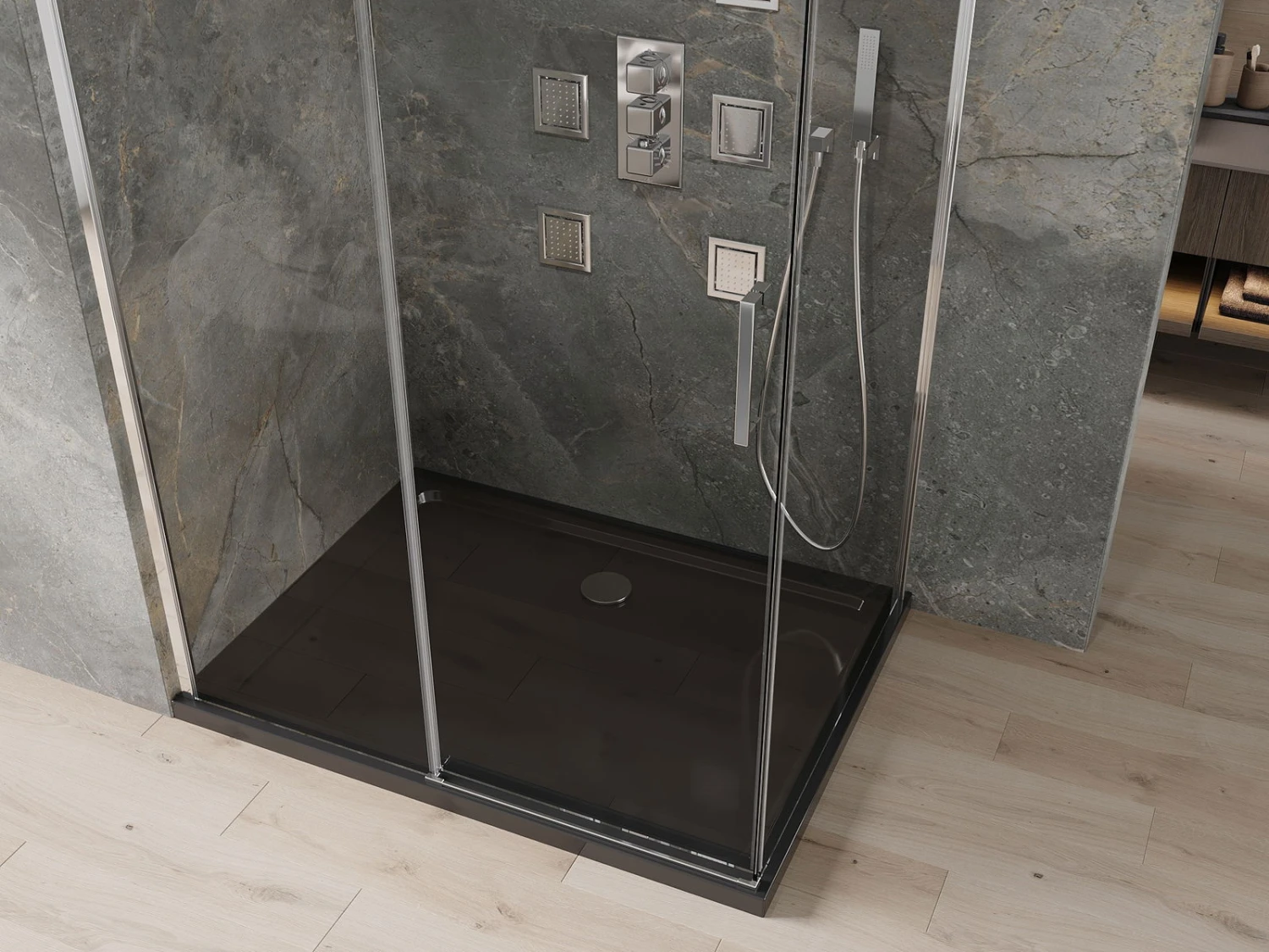 Mexen Omega Kabina Prysznicowa Rozsuwana 120 X 80 Cm, Transparent, Chrom + Brodzik Flat, Czarny - 825-120-080-01-00-4070 3 Mexen Omega Kabina Prysznicowa Rozsuwana 120 X 80 Cm, Transparent, Chrom + Brodzik Flat, Czarny - 825-120-080-01-00-4070 - obrazek 3