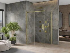 Mexen Omega Kabina Prysznicowa Rozsuwana 120 X 90 Cm, Transparent, Złota - 825-120-090-50-00