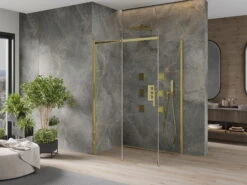 Mexen Omega Kabina Prysznicowa Rozsuwana 130 X 100 Cm, Transparent, Złota - 825-130-100-50-00