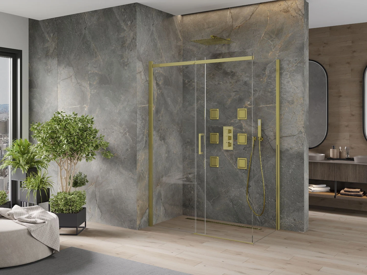Mexen Omega Kabina Prysznicowa Rozsuwana 130 X 70 Cm, Transparent, Złota - 825-130-070-50-00 2 Mexen Omega Kabina Prysznicowa Rozsuwana 130 X 70 Cm, Transparent, Złota - 825-130-070-50-00 - obrazek 2