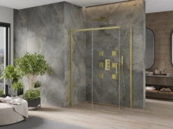 Mexen Omega Kabina Prysznicowa Rozsuwana 130 X 70 Cm, Transparent, Złota - 825-130-070-50-00