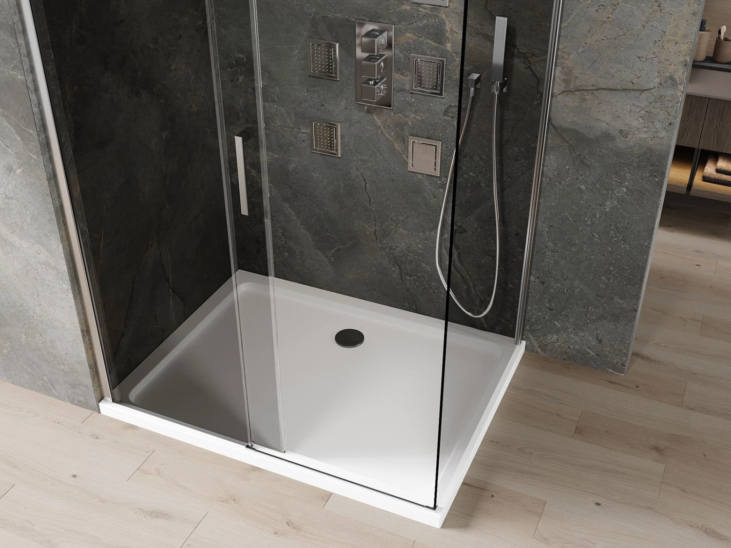 Mexen Omega Kabina Prysznicowa Rozsuwana 140 X 100 Cm, Grafit, Chrom + Brodzik Flat, Bialy - 825-140-100-01-40-4010 4 Mexen Omega Kabina Prysznicowa Rozsuwana 140 X 100 Cm, Grafit, Chrom + Brodzik Flat, Bialy - 825-140-100-01-40-4010 - obrazek 4