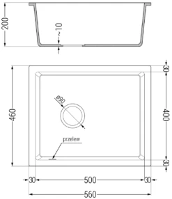 Mexen Pedro Zlewozmywak Granitowy 1-komorowy 560 X 460 Mm, Czarny Nakrapiany, Syfon Chrom - 6508561000-76