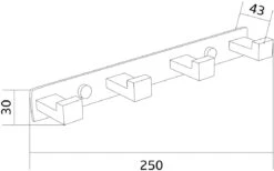 Mexen Poczwórny Haczyk Na Ręcznik, Czarny - 709264-70