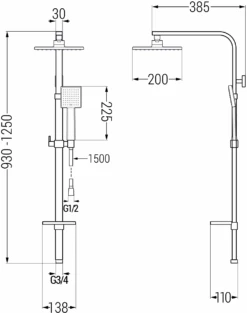 Mexen Q45 Kolumna Prysznicowa, Czarna - 798454595-70