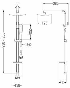Mexen Q49 Kolumna Prysznicowa, Czarna/złota - 798494995-75