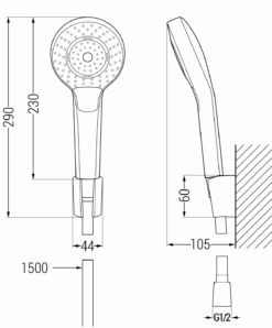 Mexen R-05 Zestaw Prysznicowy Punktowy, Czarny - 785055052-70
