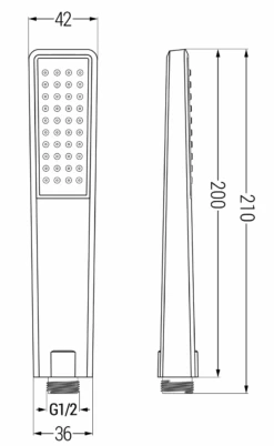 Mexen R-72 Rączka Prysznicowa 1-funkcyjna, Czarna - 79572-70