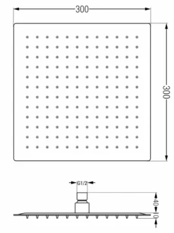 Mexen Slim Deszczownica 30 X 30 Cm Z Ramieniem Prysznicowym, Złota - 79130112-50