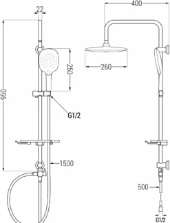 Mexen T22 Kolumna Prysznicowa, Chrom - 798222293-00