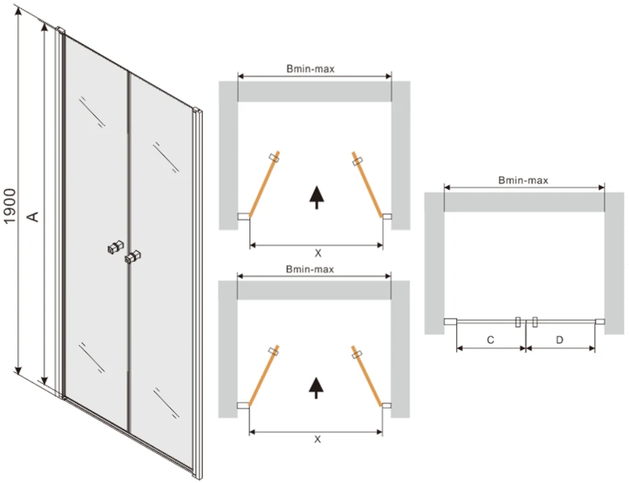 Mexen Texas Drzwi Prysznicowe Uchylne 90 Cm, Transparent, Chrom - 880-090-000-01-00 2 Mexen Texas Drzwi Prysznicowe Uchylne 90 Cm, Transparent, Chrom - 880-090-000-01-00 - obrazek 2