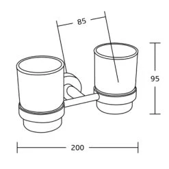 Mexen Tiber Podwójny Kubek Na Szczoteczki, Czarny - 7050552-70