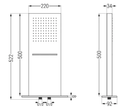 Mexen Waterfall Deszczownica 50 X 22 Cm, Czarna- 79195-70