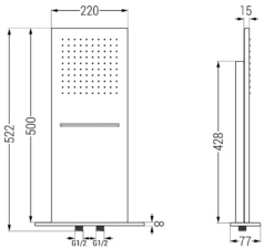 Mexen Waterfall Deszczownica Slim 50 X 22 Cm, Grafit - 79190-66