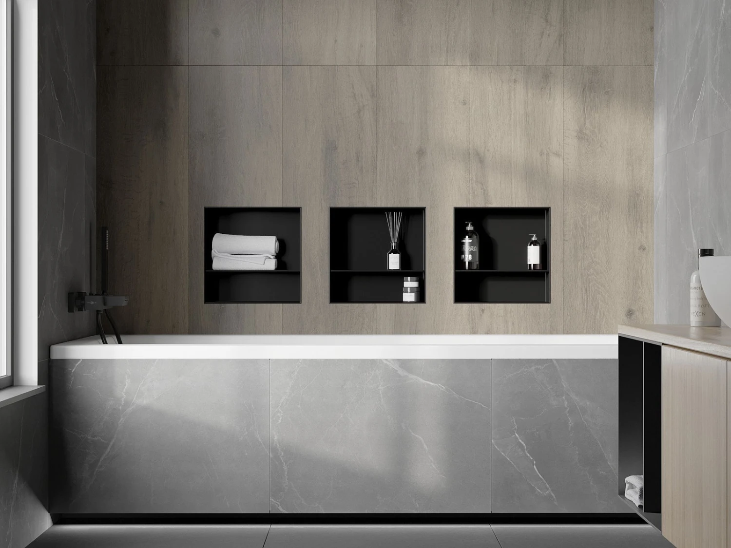 Mexen X-Wall-NR Półka Wnękowa Bez Kołnierza Z Półką 30 X 30 Cm, Czarna - 1971303010S 6 Mexen X-Wall-NR Półka Wnękowa Bez Kołnierza Z Półką 30 X 30 Cm, Czarna - 1971303010S - obrazek 6