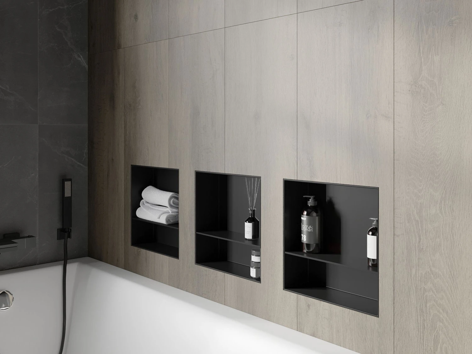 Mexen X-Wall-NR Półka Wnękowa Bez Kołnierza Z Półką 30 X 30 Cm, Czarna - 1971303010S 7 Mexen X-Wall-NR Półka Wnękowa Bez Kołnierza Z Półką 30 X 30 Cm, Czarna - 1971303010S - obrazek 7