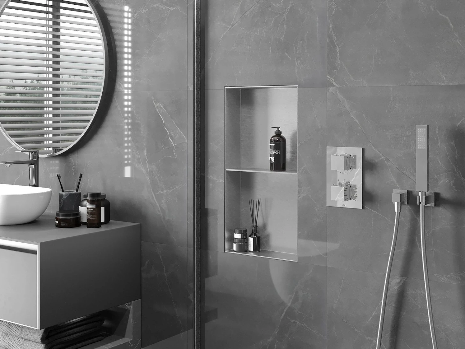 Mexen X-Wall-NR Półka Wnękowa Bez Kołnierza Z Półką 60 X 30 Cm, Inox - 1911603010S 3 Mexen X-Wall-NR Półka Wnękowa Bez Kołnierza Z Półką 60 X 30 Cm, Inox - 1911603010S - obrazek 3