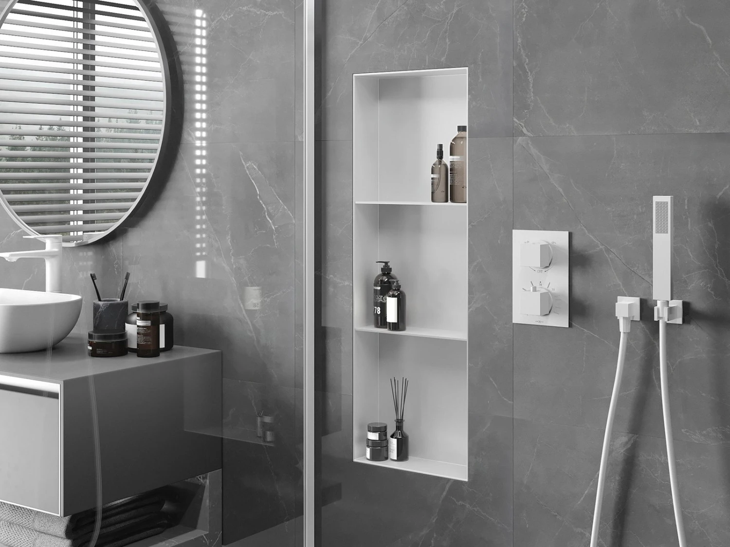 Mexen X-Wall-NR Półka Wnękowa Bez Kołnierza Z Półką 90 X 30 Cm, Biała - 1921903010S 3 Mexen X-Wall-NR Półka Wnękowa Bez Kołnierza Z Półką 90 X 30 Cm, Biała - 1921903010S - obrazek 3