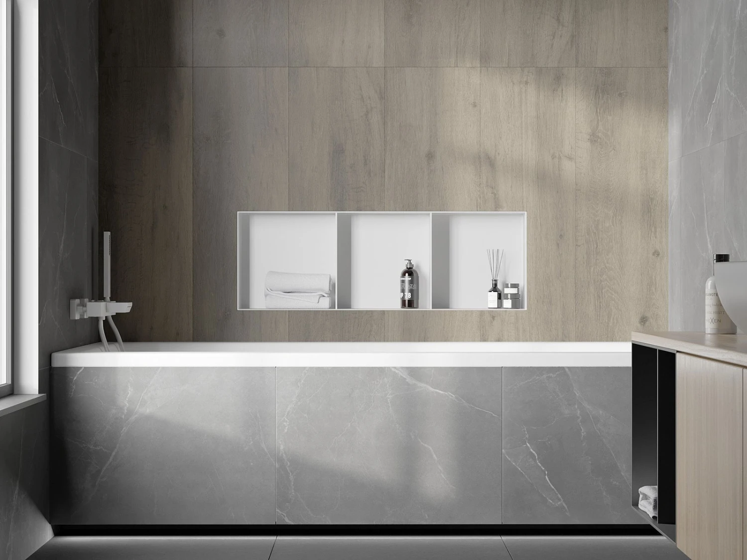 Mexen X-Wall-NR Półka Wnękowa Bez Kołnierza Z Półką 90 X 30 Cm, Biała - 1921903010S 4 Mexen X-Wall-NR Półka Wnękowa Bez Kołnierza Z Półką 90 X 30 Cm, Biała - 1921903010S - obrazek 4