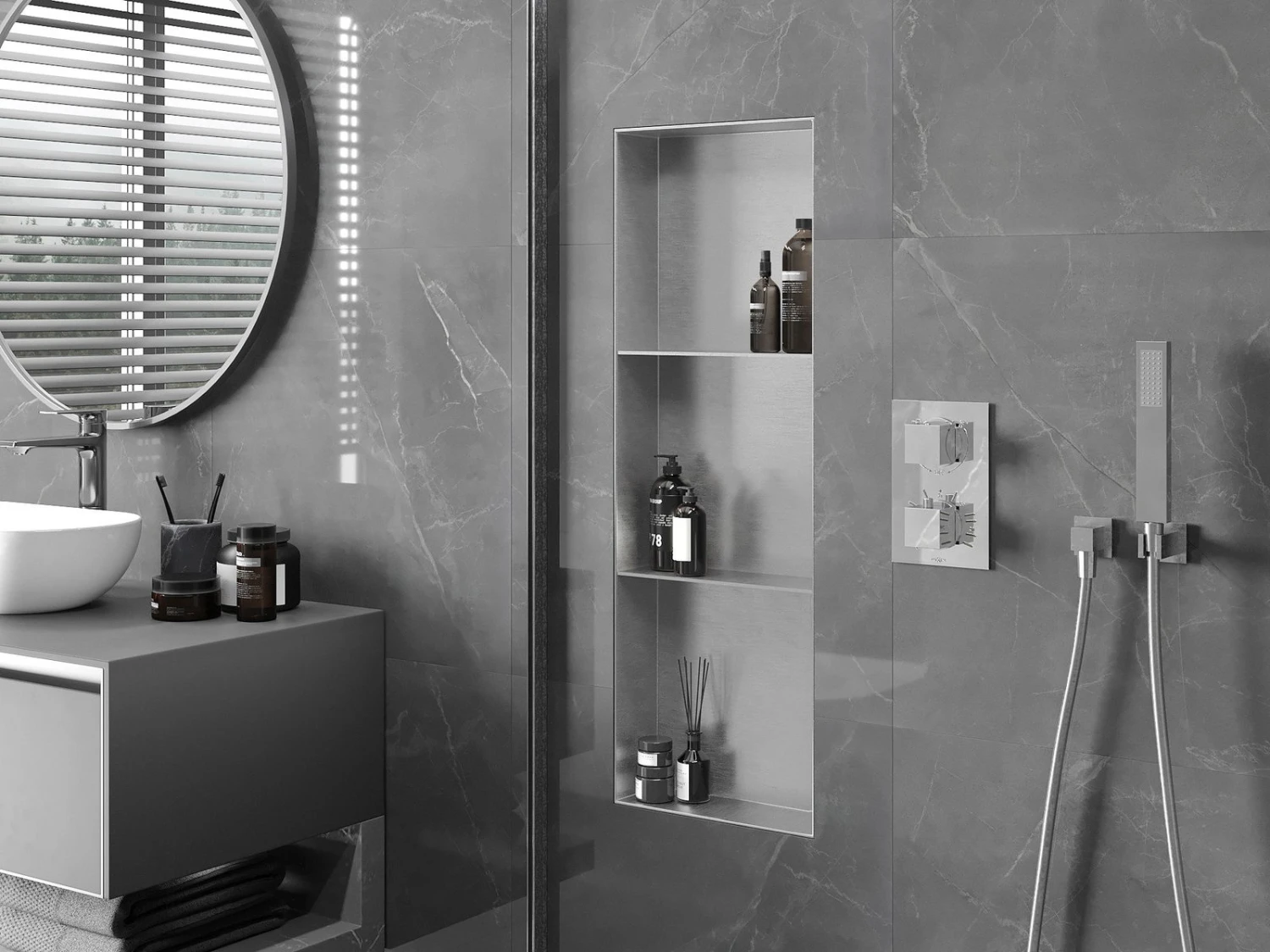 Mexen X-Wall-NR Półka Wnękowa Bez Kołnierza Z Półką 90 X 30 Cm, Inox - 1911903010S 3 Mexen X-Wall-NR Półka Wnękowa Bez Kołnierza Z Półką 90 X 30 Cm, Inox - 1911903010S - obrazek 3