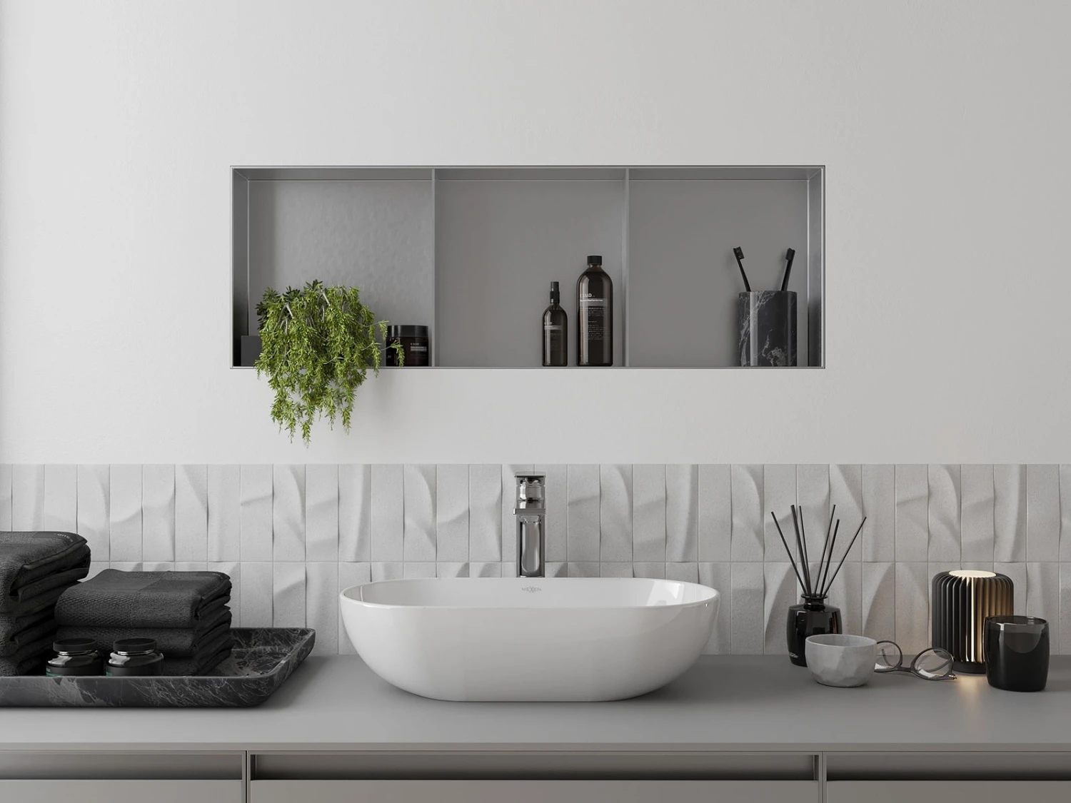 Mexen X-Wall-NR Półka Wnękowa Bez Kołnierza Z Półką 90 X 30 Cm, Inox - 1911903010S 5 Mexen X-Wall-NR Półka Wnękowa Bez Kołnierza Z Półką 90 X 30 Cm, Inox - 1911903010S - obrazek 5