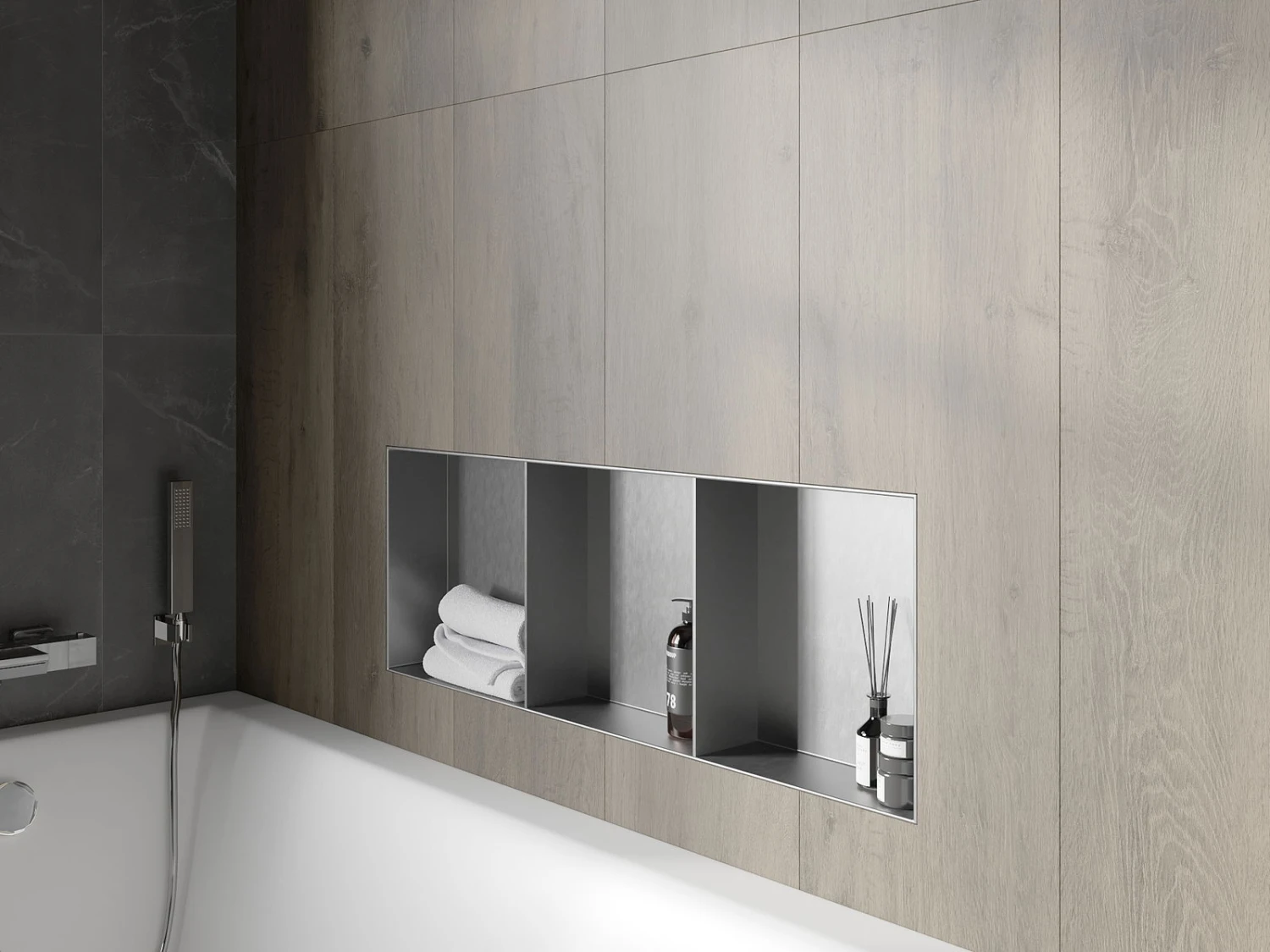 Mexen X-Wall-NR Półka Wnękowa Bez Kołnierza Z Półką 90 X 30 Cm, Inox - 1911903010S 7 Mexen X-Wall-NR Półka Wnękowa Bez Kołnierza Z Półką 90 X 30 Cm, Inox - 1911903010S - obrazek 7