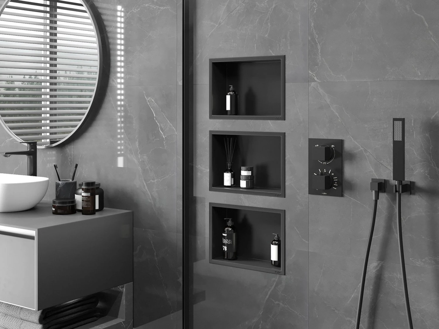 Mexen X-Wall-R Półka Wnękowa Z Kołnierzem 30 X 20 Cm, Czarna - 1970302010 3 Mexen X-Wall-R Półka Wnękowa Z Kołnierzem 30 X 20 Cm, Czarna - 1970302010 - obrazek 3