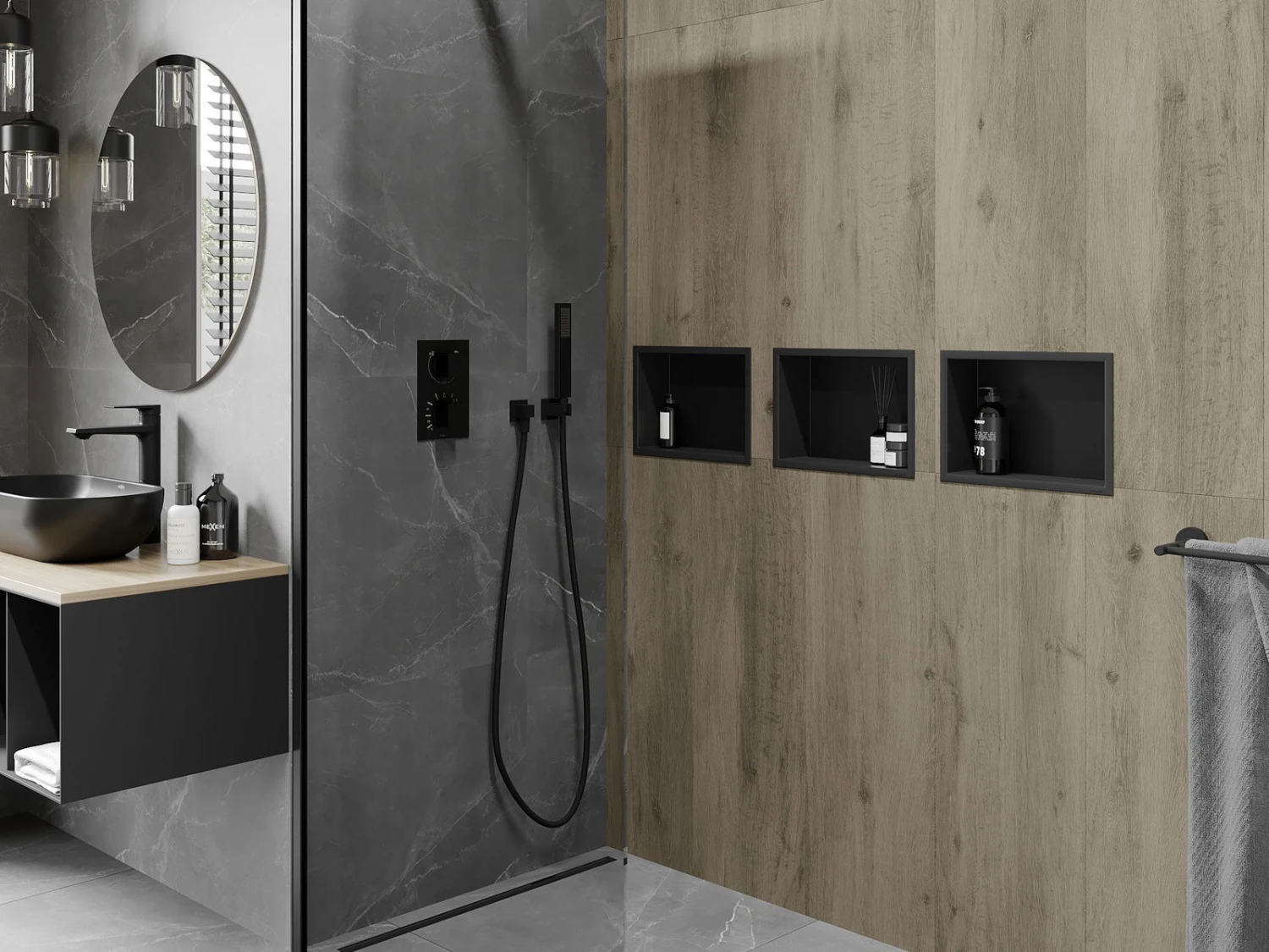 Mexen X-Wall-R Półka Wnękowa Z Kołnierzem 30 X 20 Cm, Czarna - 1970302010 4 Mexen X-Wall-R Półka Wnękowa Z Kołnierzem 30 X 20 Cm, Czarna - 1970302010 - obrazek 4