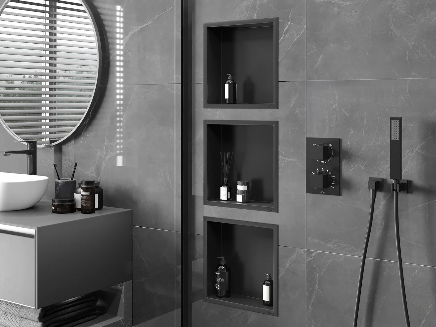 Mexen X-Wall-R Półka Wnękowa Z Kołnierzem 30 X 30 Cm, Czarna - 1970303010 3 Mexen X-Wall-R Półka Wnękowa Z Kołnierzem 30 X 30 Cm, Czarna - 1970303010 - obrazek 3