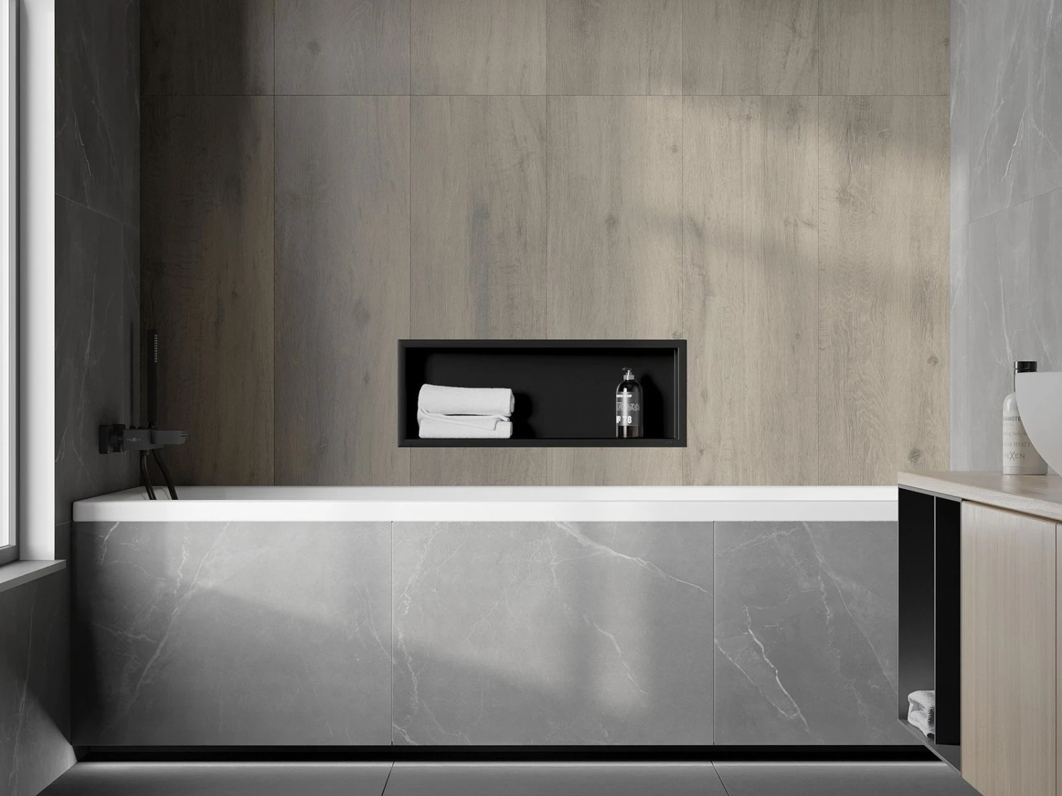 Mexen X-Wall-R Półka Wnękowa Z Kołnierzem 60 X 20 Cm, Czarna - 1970602010 5 Mexen X-Wall-R Półka Wnękowa Z Kołnierzem 60 X 20 Cm, Czarna - 1970602010 - obrazek 5