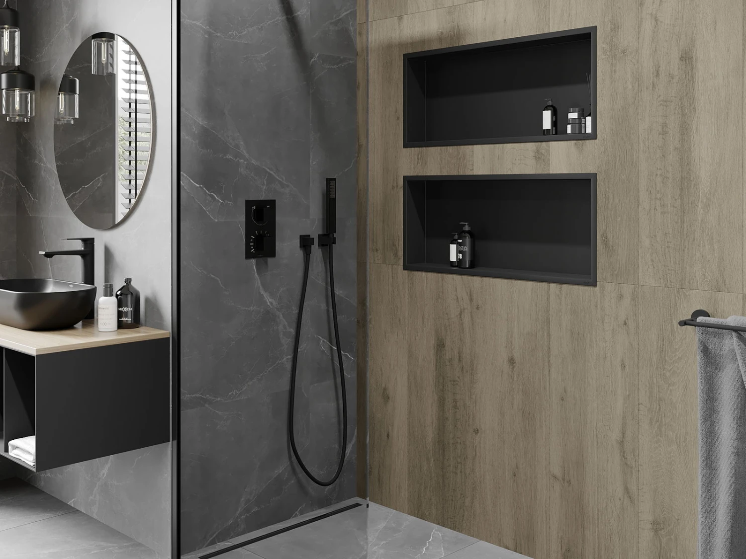 Mexen X-Wall-R Półka Wnękowa Z Kołnierzem 75 X 30 Cm, Czarna - 1970753010 9 Mexen X-Wall-R Półka Wnękowa Z Kołnierzem 75 X 30 Cm, Czarna - 1970753010 - obrazek 9