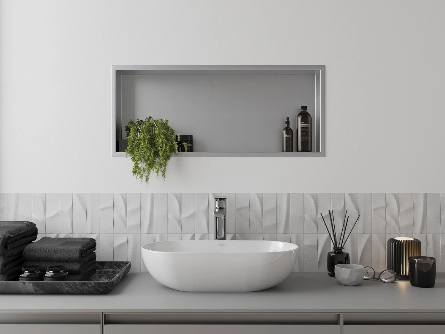 Mexen X-Wall-R Półka Wnękowa Z Kołnierzem 75 X 30 Cm, Inox - 1910753010 4 Mexen X-Wall-R Półka Wnękowa Z Kołnierzem 75 X 30 Cm, Inox - 1910753010 - obrazek 4