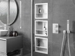 Mexen X-Wall-R Półka Wnękowa Z Kołnierzem I Półką 30 X 30 Cm, Biała - 1920303010S -123Łazienka Sklep mexen x wall r polka wnekowa z kolnierzem i polka 30 x 30 cm biala 1920303010s 2