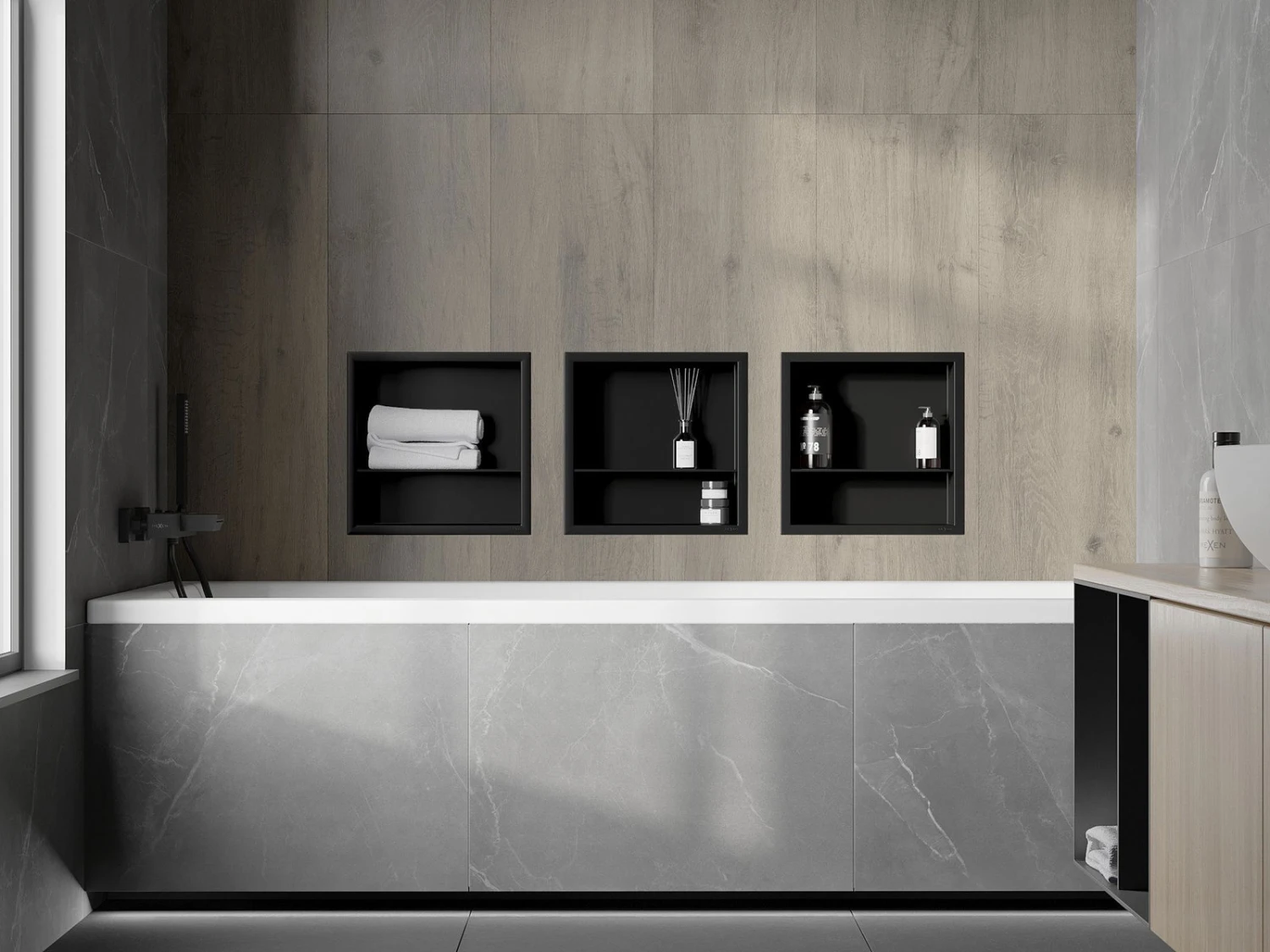 Mexen X-Wall-R Półka Wnękowa Z Kołnierzem I Półką 30 X 30 Cm, Czarna - 1970303010S 6 Mexen X-Wall-R Półka Wnękowa Z Kołnierzem I Półką 30 X 30 Cm, Czarna - 1970303010S - obrazek 6