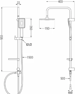 Mexen X54 Kolumna Prysznicowa, Czarna/chrom - 798545491-71